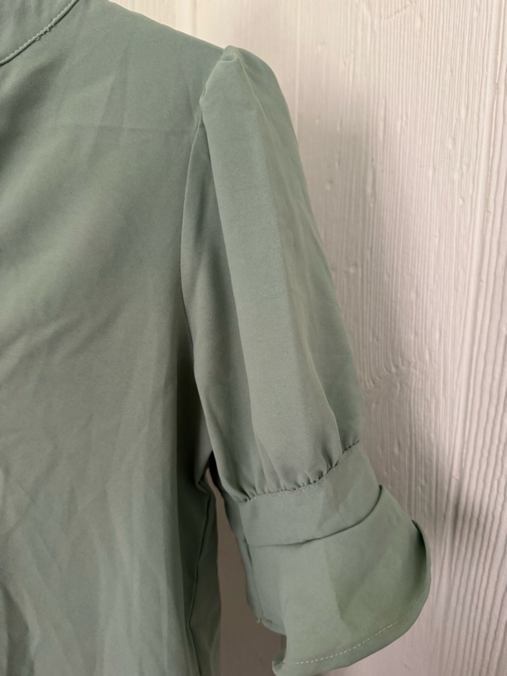 Light Sage Green Short Sleeve Shift Dress - Picture 3 of 3